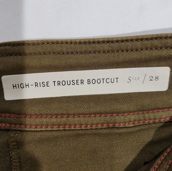 Pilcro And The Letterpress Anthropologie Olive Green High Rise Booycut Trousers - Picture 6 of 13